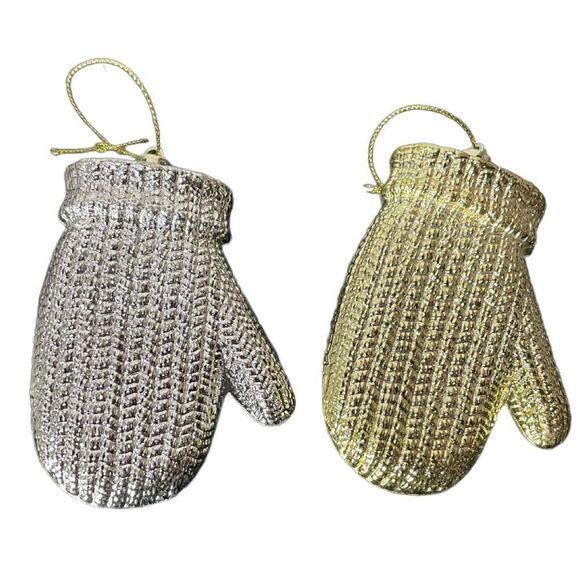 Ornaments Bundle of 4 Mitten Christmas Tree Ornaments (Bronze, Gold & Silver) - Picture 8 of 13